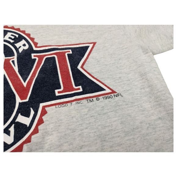 Vintage NFL Super Bowl XXVI 1992 Gray Single Stitch‎ LOGO 7 T-Shirt Sz S/M - Picture 3 of 9